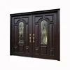 American Wooden Entrance Style Models Mahogany  Double Solid Wood Main Entrance Exterior Entry Front Doors 3