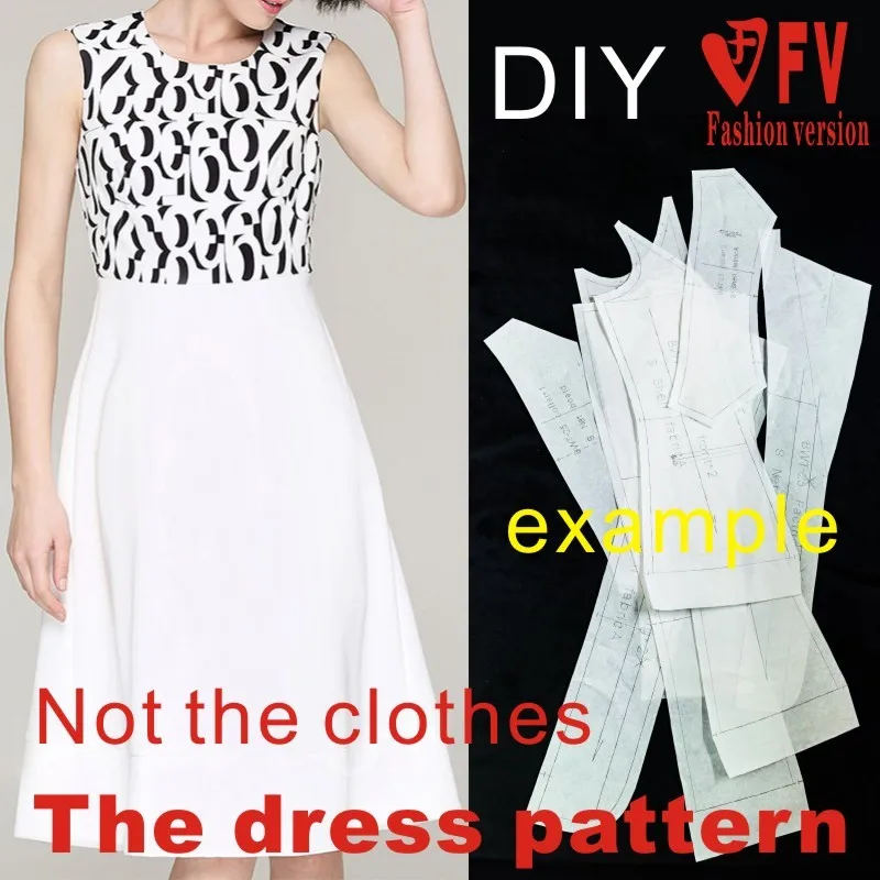 Clothing DIY The dress Dresses Sewing Pattern cutting drawing Women's Dress Sewing Template BLQ-100