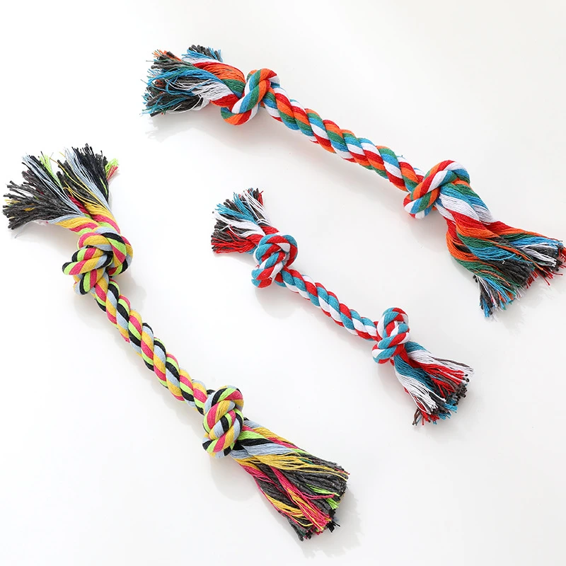 1PCS Dog Double Knot Chew Rope Toys Teeth Cleaning Durable Braided Bone