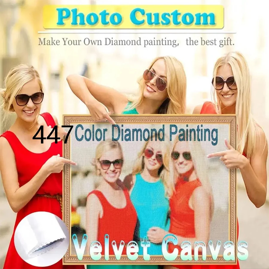 

Photo Custom Drill 5D Velvet Canvas 447 Color Diamond Painting Private custom Cross Stitch Mosaic Embroidery Wedding decoration