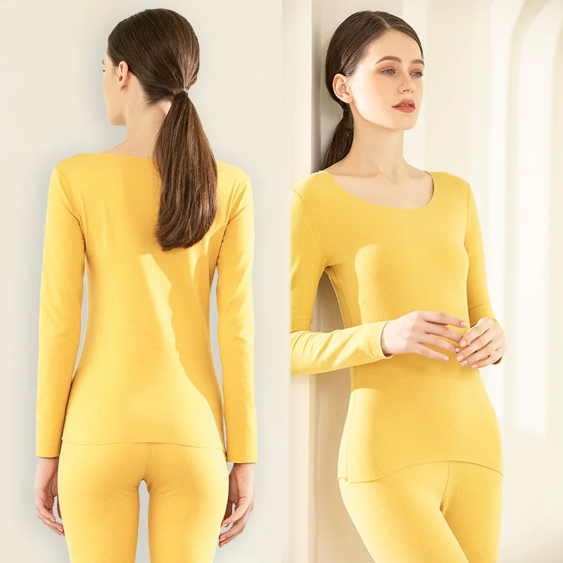 Winter Women's Thermal Underwear Set Woman 2 Pieces Seamless Solid Thermal Clothing Warm Tops And Pants Set Lingerie Thermo Suit