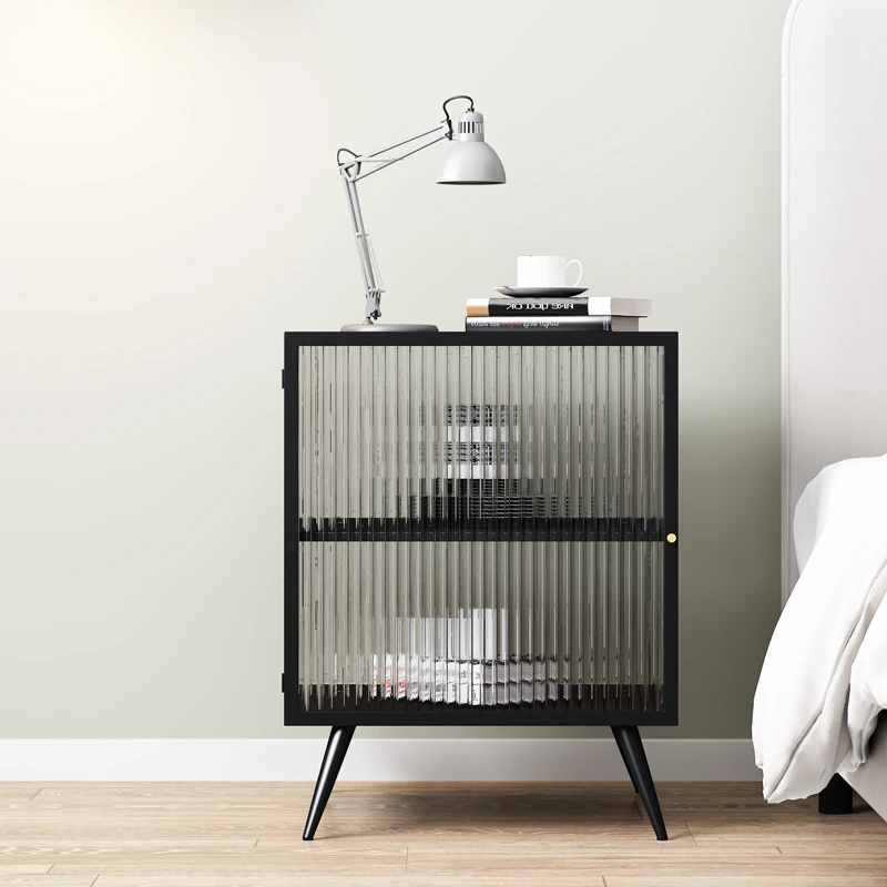 

Metal Glass Nightstands Lockers Modern Simple Bedside Table Living Room Sofa Side Table Storage Cabinet Nordic Mobile Furniture