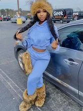  FAGADOER Fall Winter Hooded Sweatshirt And Jogger Pants Two Piece Sets Casual Solid Sport 2pcs Outfit Female Matching Tracksuits 