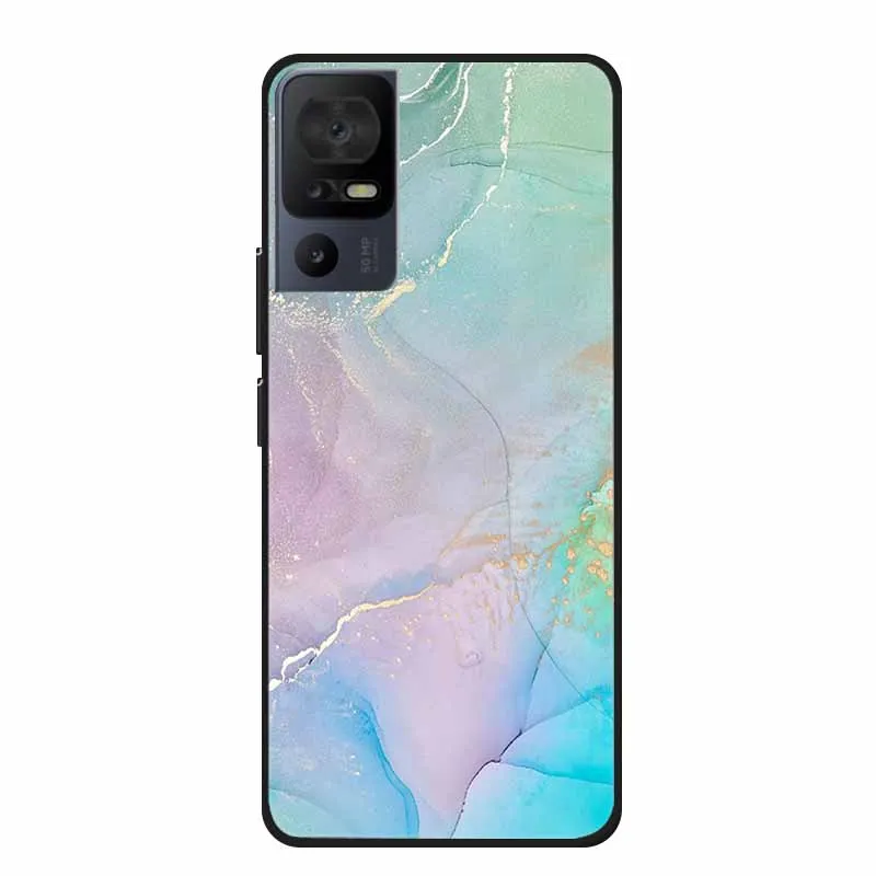 Luxury Silicone Protective Soft Phone Case with Marble Art Design in Vibrant Colors