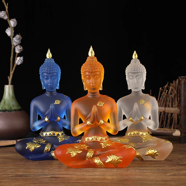 Thai Resin Translucent Seated Buddha, Buddha Statue Ornament