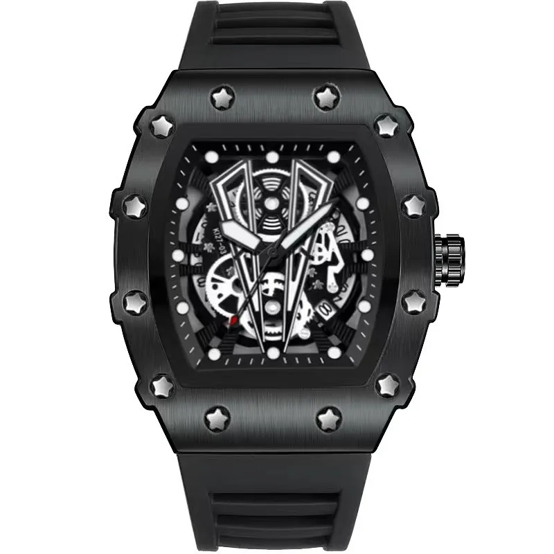 Luxury Quartz Men’s Wristwatch Male Watch for Man Watches Non-Mechanical Trend Automatic Calendar Hollow Dial Waterproof Clock