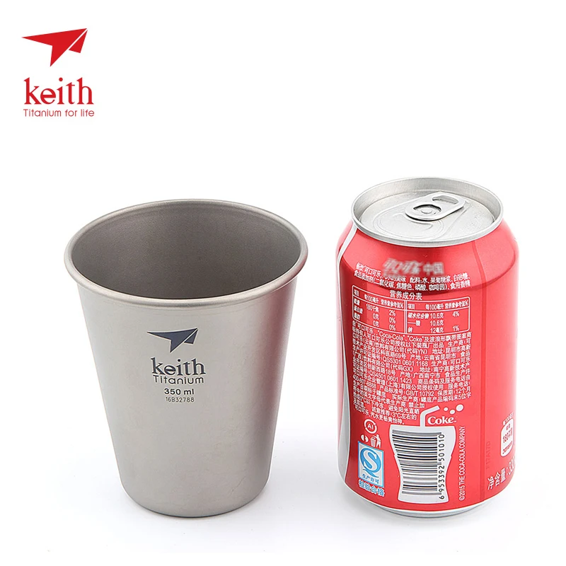 

Keith 350 мл титановые чашки с одним широким горлом, кружка для кофе, молока, пива, горячей и холодной воды, легкая чайная посуда для напитков, чашки Ti9001