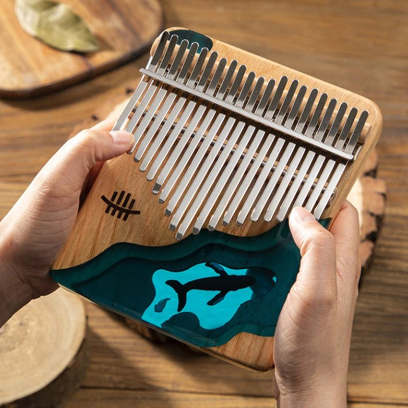 17 21 Key Wooden Thumb Piano Kalimba Sea Blue Whale Musical Instrument Dolphin Kalimba With 5 Gifts Tuning Hammer Easy To Learn