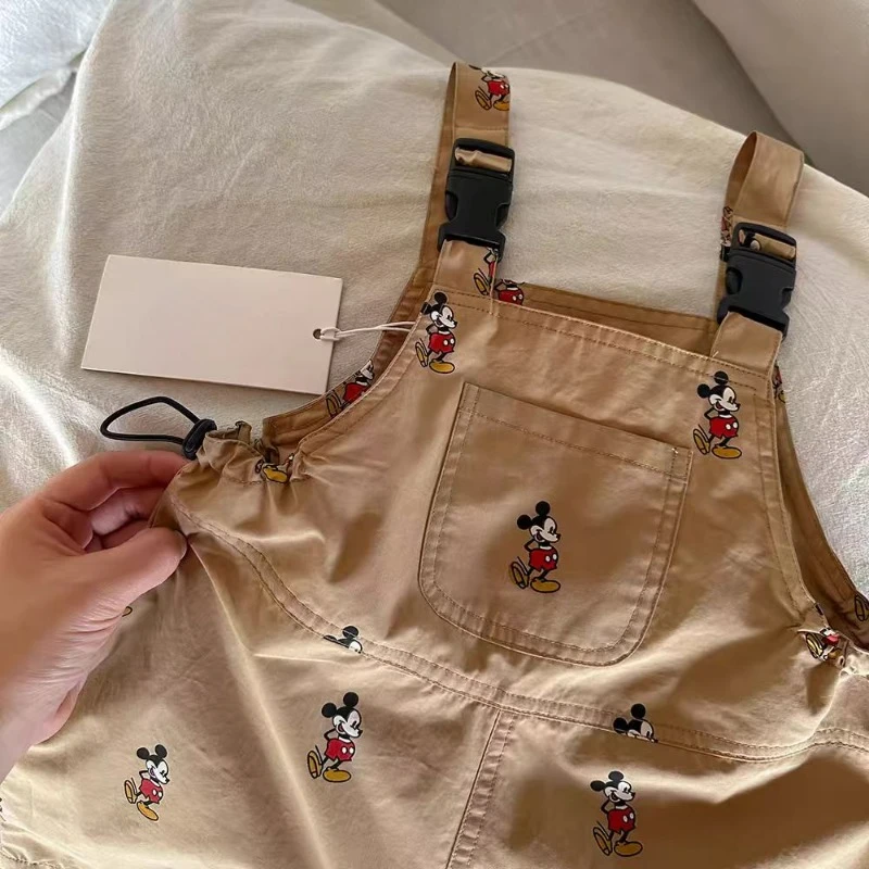 New Kids Suspenders Shorts+Tees Suit Child Jumpsuit Overalls Summer Fashion Baby Boys Girls Pants Cartoon Mickey Print Trousers