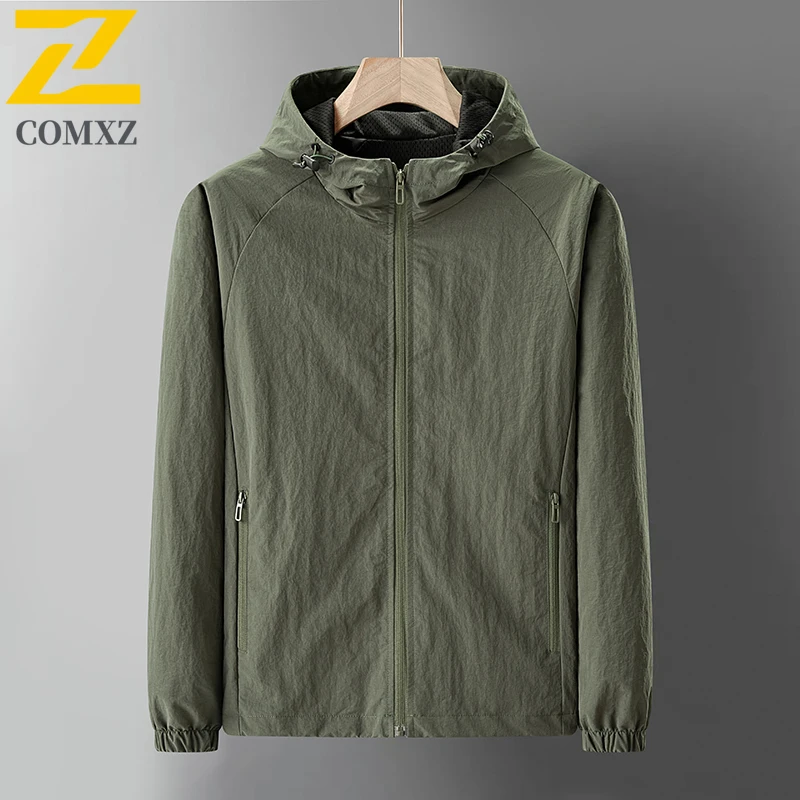 EiAO Windbreaker  Men's  Lightweight Hooded Jacket Plus Size Waterproof Windproof Minimalist Casual Coat for Outdoor Sports 202