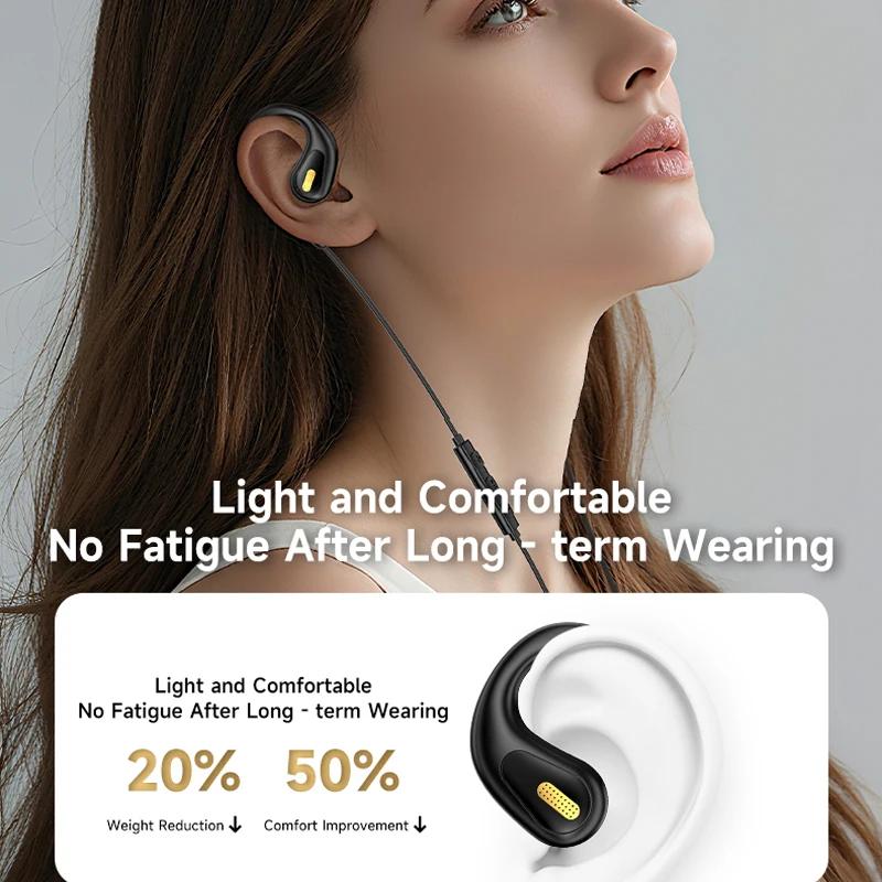 3.5mm Not-in Ear Headphones TP-C Wired Open Ear Sports Gaming Headset Hifi Sound Music Earphone with ENC MIC for Clear Calls