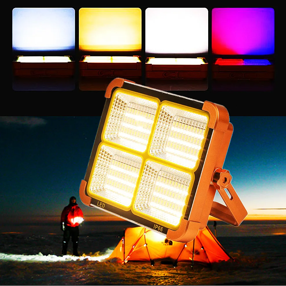 1000W Portable Solar Charging Floodlight LED Portable Camping Light Integrated Charging Outdoor waterproof Emergency Lighting