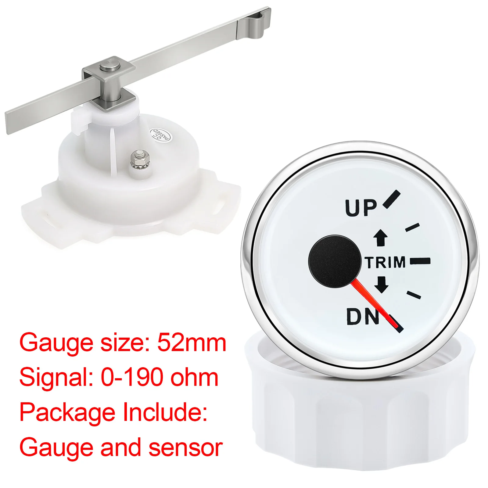LED 백라이트 트림 게이지 센서, 자동차 보트 해양 보트 차량용, 7 색, 52mm 트림 계량기, 0-190ohm, 12V, 24V