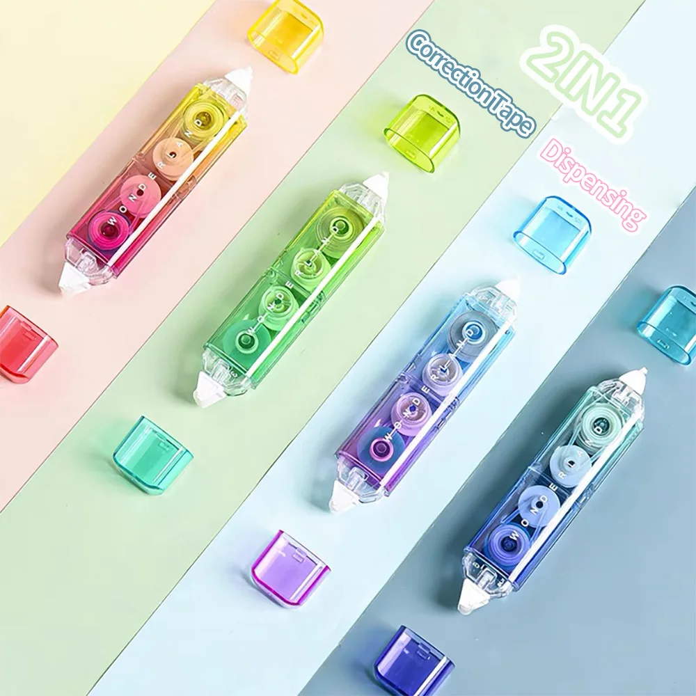 Creative Double Head Correction Tape + Adhesive Roller Tape Glue White