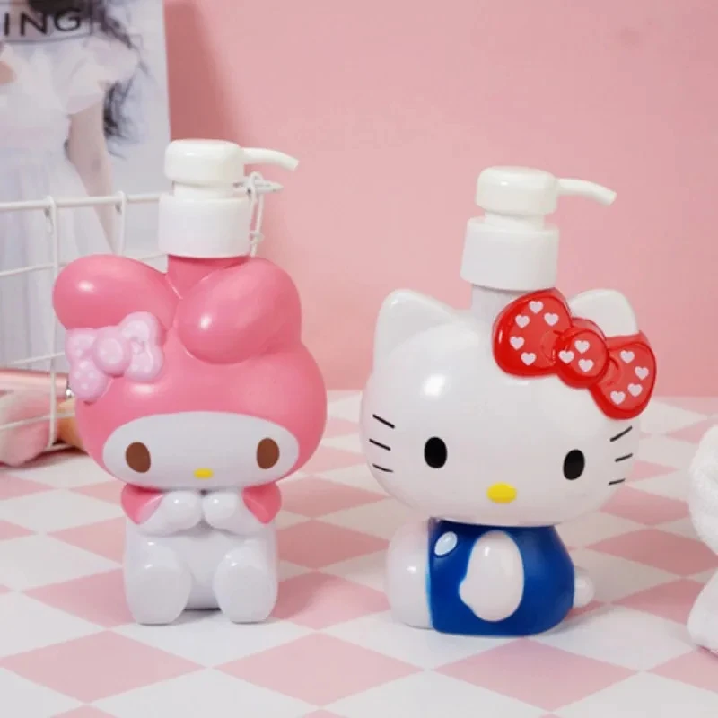 

480ML Sanrio Hello Kitty My Melody Press Mode Liquid Dispensing Bottle Travel Shampoo Shower Gel Bottle Dispense Empty Bottles
