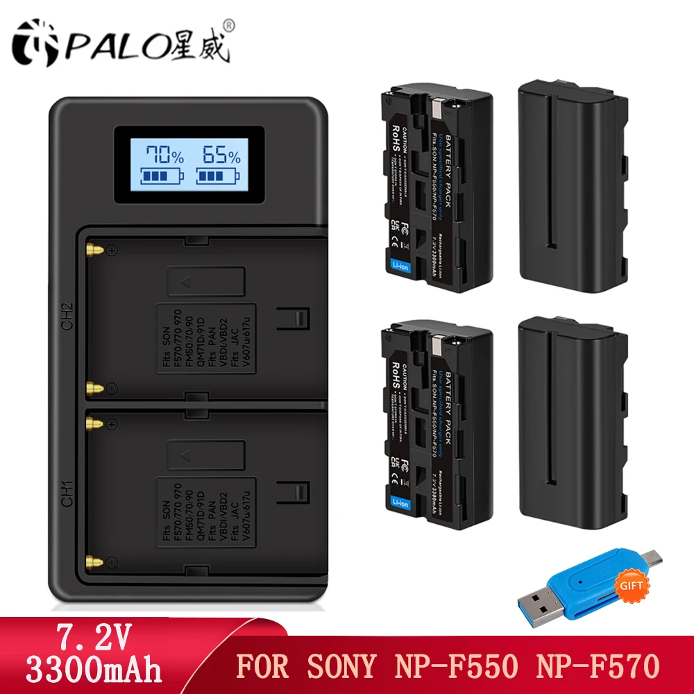 Np-F570 Np-F550 Batteria Per Sony Np-F330 Np-F530 Np-F730 Np-F750 Np F570 F550 3300Mah Batteria Ricaricabile Agli Ioni Di Litio + Caricabatterie Usb