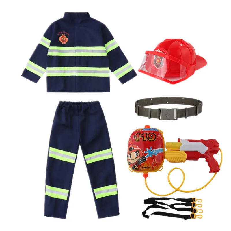 Costume da vigili del fuoco per bambini e ragazzi, ragazze
