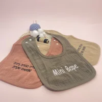 Personalized Baby Bib Infant Baby Cotton Gauze Muslin Burp Cloth Newborn Baby Food Bib Girl Bibs Boy Custom Baby Bib Name Gift 2