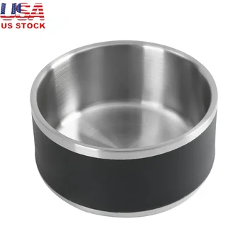 Stainless Steel Double Wall Dog Feeding Bowl Non Skid 1