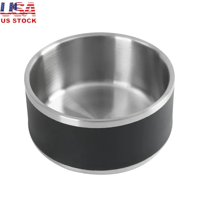 Stainless Steel Double Wall Dog Feeding Bowl Non Skid 1