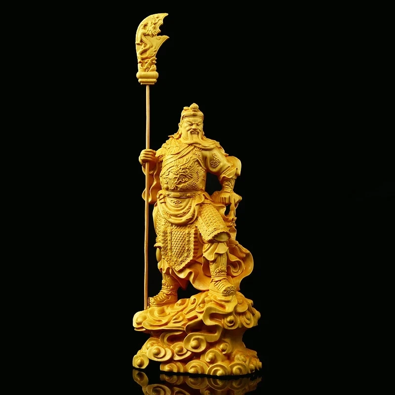 

Exquisitely carved solid wood statue of Guan Gong，Modern art sculpture，High-end Ares Buddha Statue，Home decoration statue