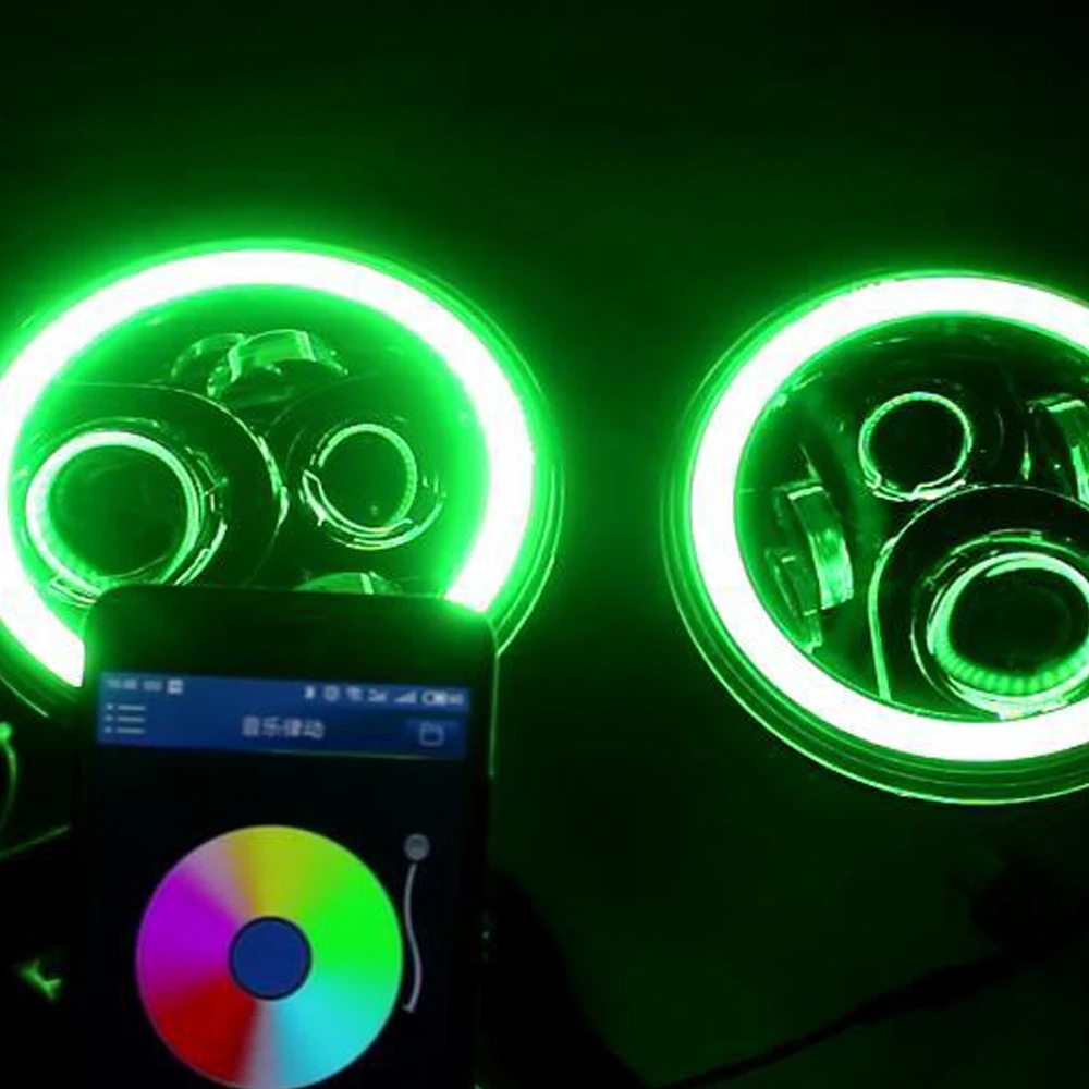 

Lantsun J223-2RGB 7-дюймовый фонарь для Jeep Wrangler светодиодный с фотокольцом