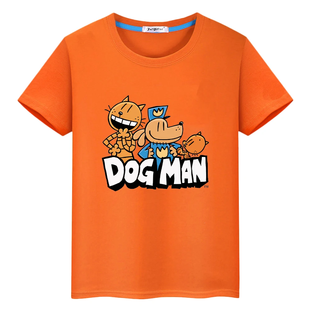 Dog Man Print t shirt for kids boy 10years Kawaii 100%Cotton Short Tops Anime Tees pride tshirt y2k one piece kids clothes girls 3