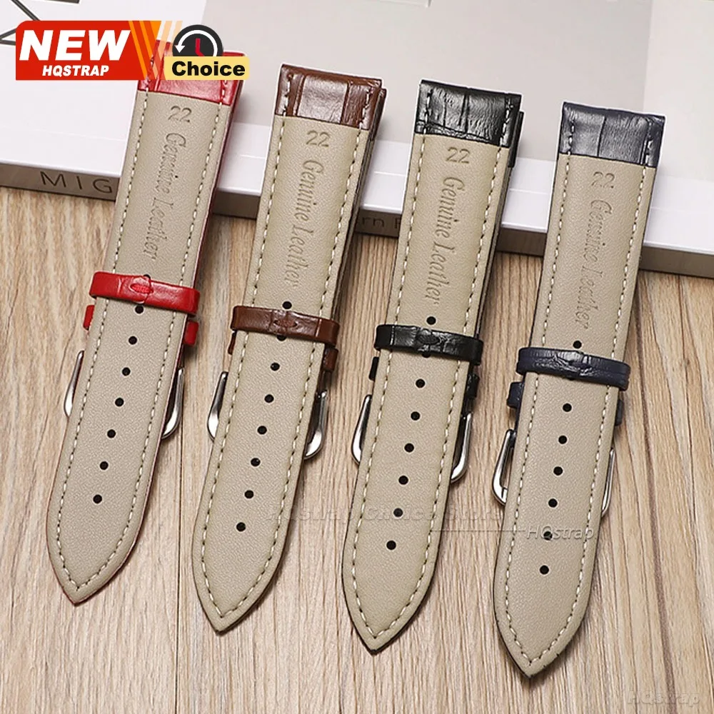Universal Calfskin Leather Watch Strap with Gold Clasp & Adjustment Tool - Premium Wristband