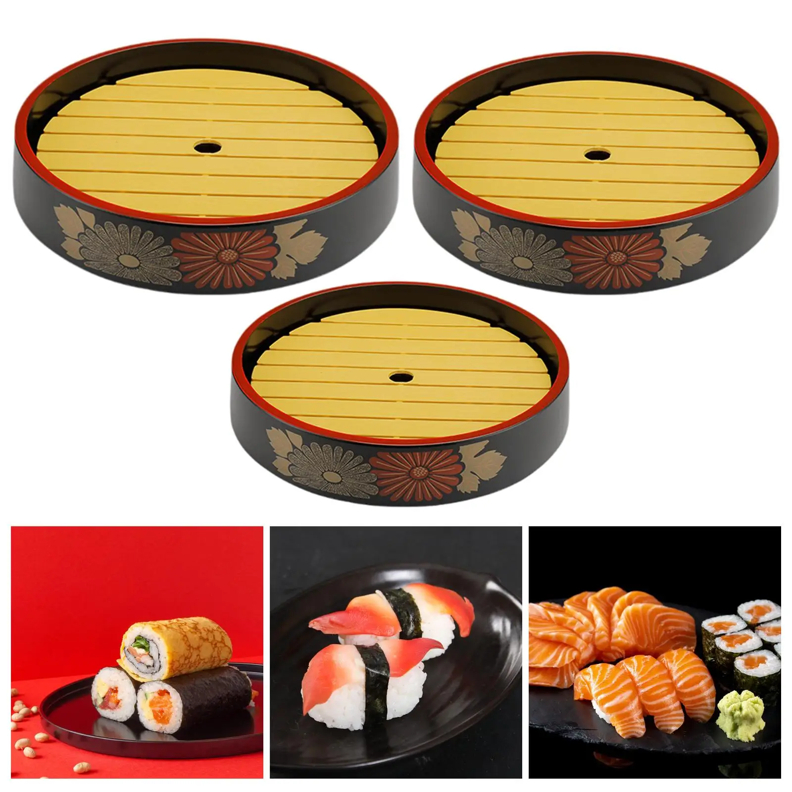 Japanese Sushi Plate Food Dish Sushi Board Round Dish Serving Platter Sashimi Tray for Home Restaurant Kitchen
