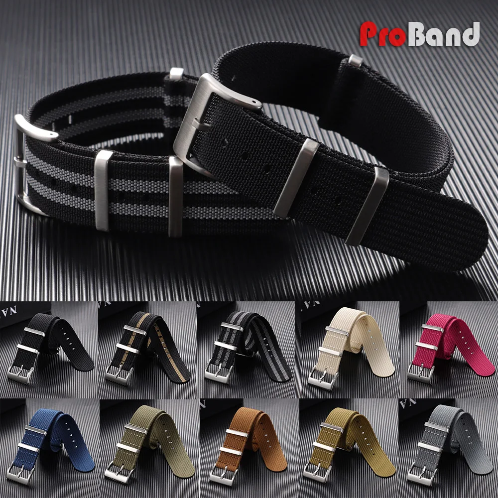Durable Nylon Sport Watch Straps - Army Style Bracelet in Multiple Colors and Sizes