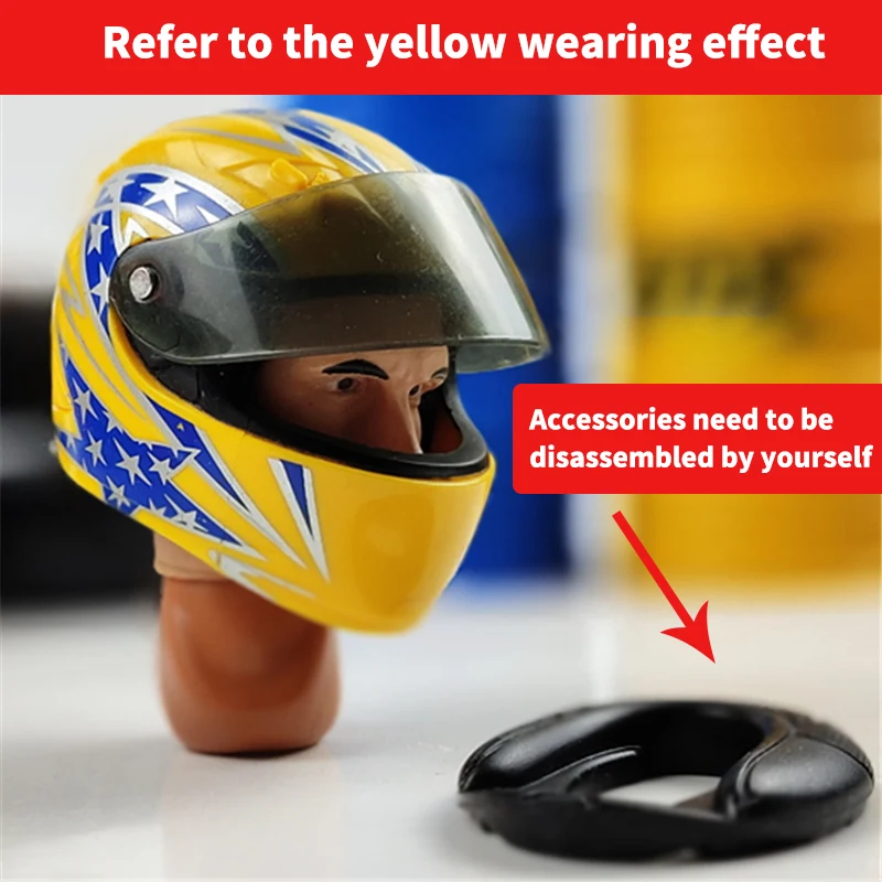 オートバイのヘルメットモデル,プラスチック素材,バイカー,1:6