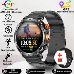 Advanced Waterproof GPS Sports Smart Watch with Compass and LED Flashlight (Black steel strip)