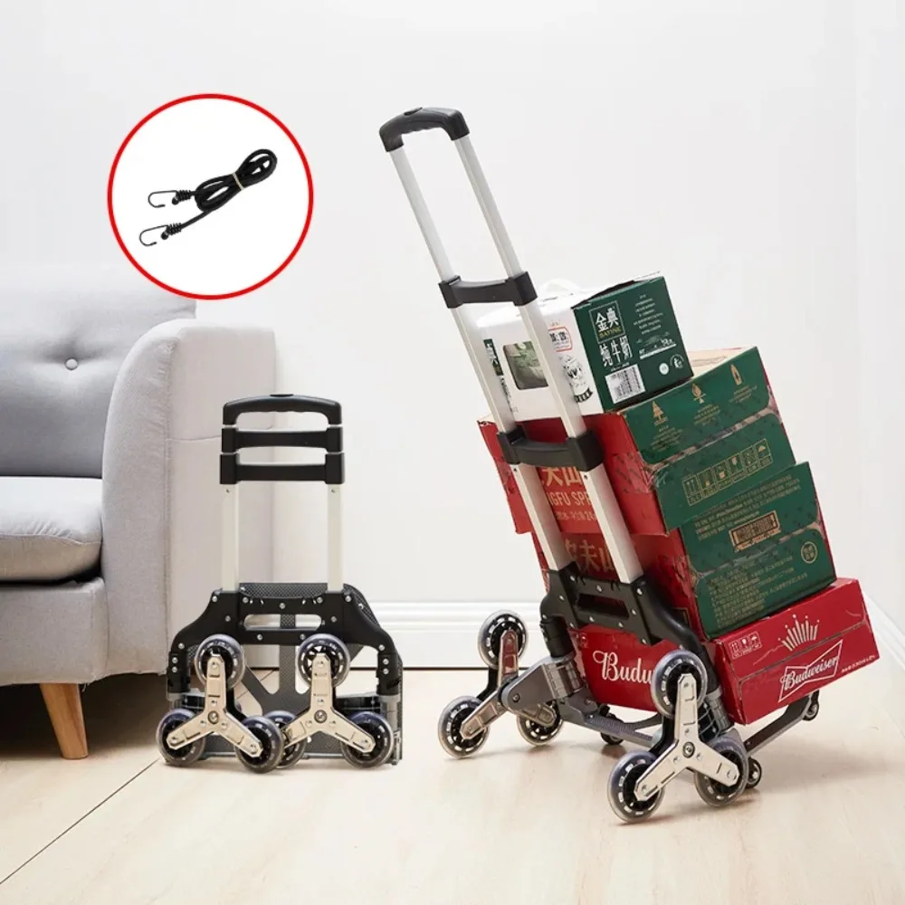 Folding Stair Cart Aluminum Alloy Trolley Strong Load-bearing Capacity Lightweight Hand Truck Portable Luggage Shopping Cart