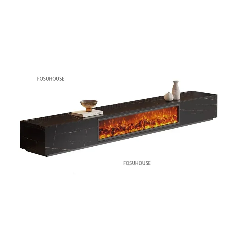 Nordic Luxury Tv Stand With Fireplace Embedded Simulation Flame Fake Fire Electric Fireplace Living Room TV Cabinet Z