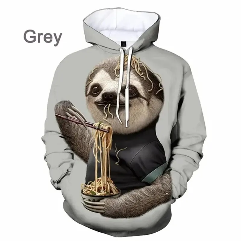 Sudadera con capucha con estampado 3D de animales perezosos para hombre, sudadera informal de gran tamaño, sudadera con capucha de manga larga para hombre y mujer, ropa de calle