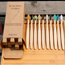 Eco - Friendly Bamboo Toothbrush Set - 10 Soft Bristle, BPA - Free, Biodegradable (10Pcs Mix colors)
