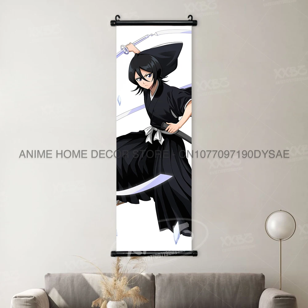 Bleach Anime Art Scroll: Ichigo & Orihime Decorative Wall Hanging