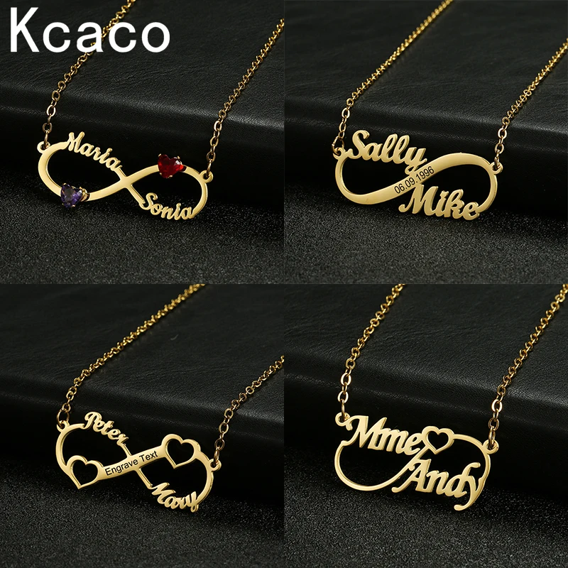 

Custom Engraved Date Name Infinity Necklace Bohemian Jewelry Stainless Steel Butterfly Heart Leaf Personalized Necklace Women