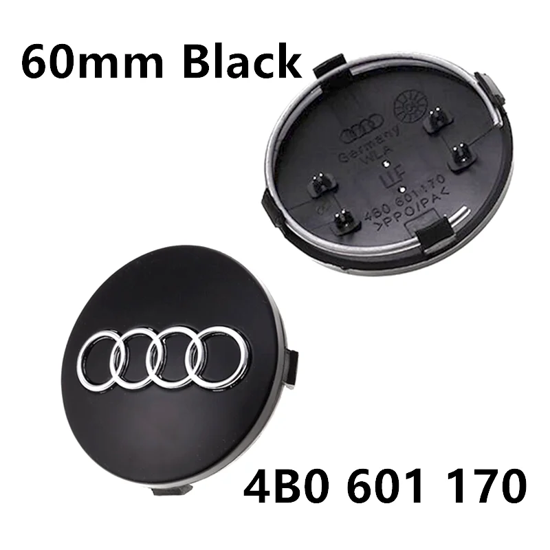 Car Rim Hub Cover Wheel Center Caps Emblem Badge 4pcs For Audi A3 A4 A5 A6 A7 A8 Q3 Q5 Q7 Q8 TT