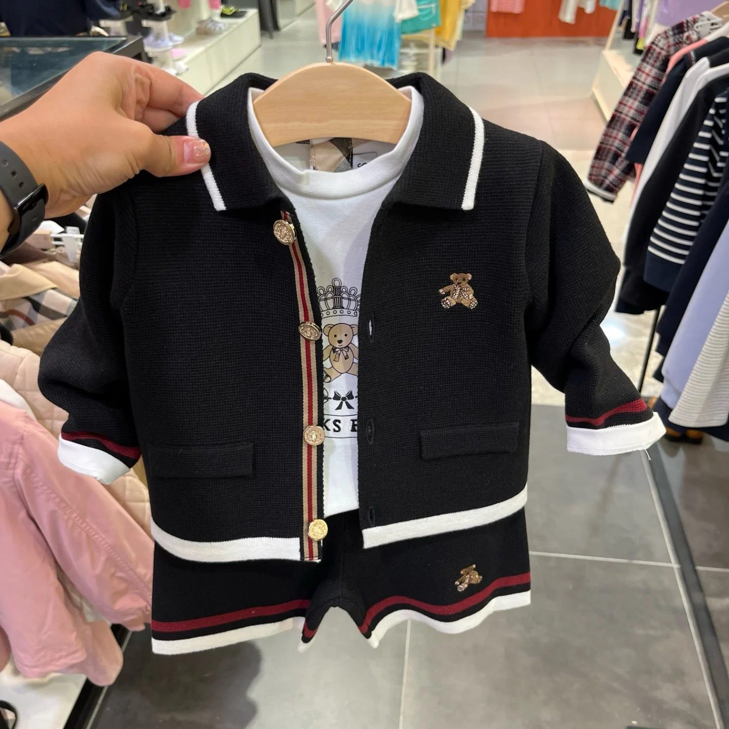 سترة محبوكة أنيقة وبنطلون بخمس نقاط تفصيلية، طقم فاخر للأولاد، ملابس قطنية غير رسمية للربيع والخريف للأطفال