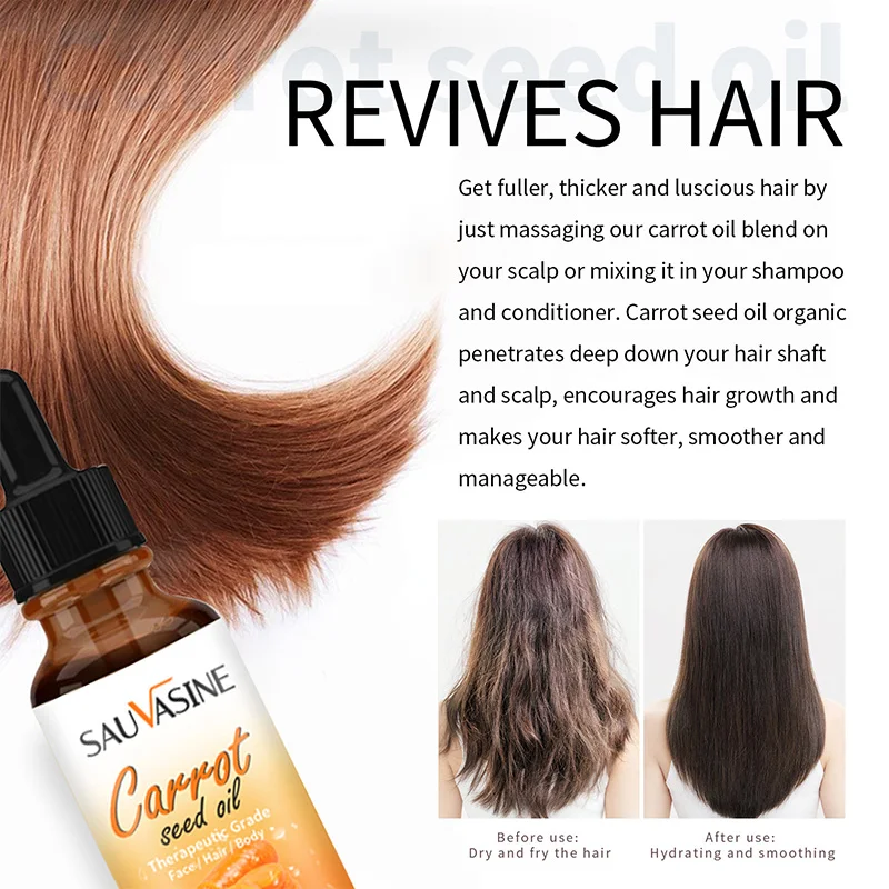 30ml Carrot Seed Oil Smooth Hair Growth Moisturizer Face Body