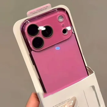 Luxury ice-Tempered Glass Camera Case for iPhone 17 16 15 14 13 12 11 Pro Max Plating Candy Armor Shockproof Glossy Hard Cover 1