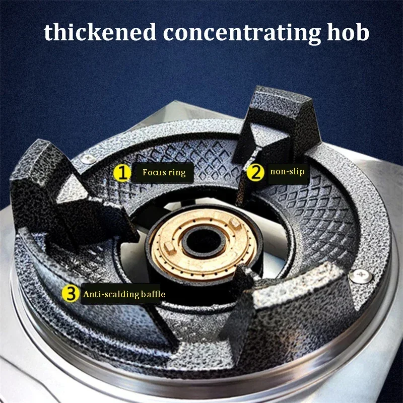 Large Firepower Liquefied Gas Stove Single Burner Stir-frying High Pressure Cooktops Stainless Steel Panel Desktop Gas Cooker