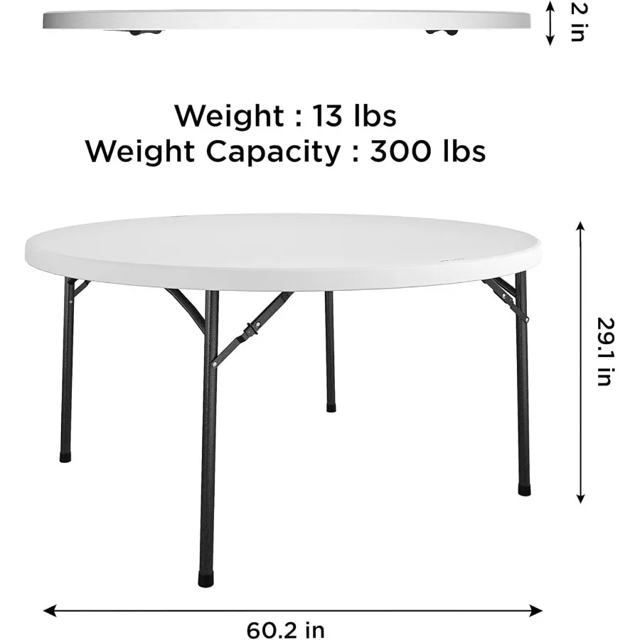 Commercial 5' 60 Round Blow Mold Table White