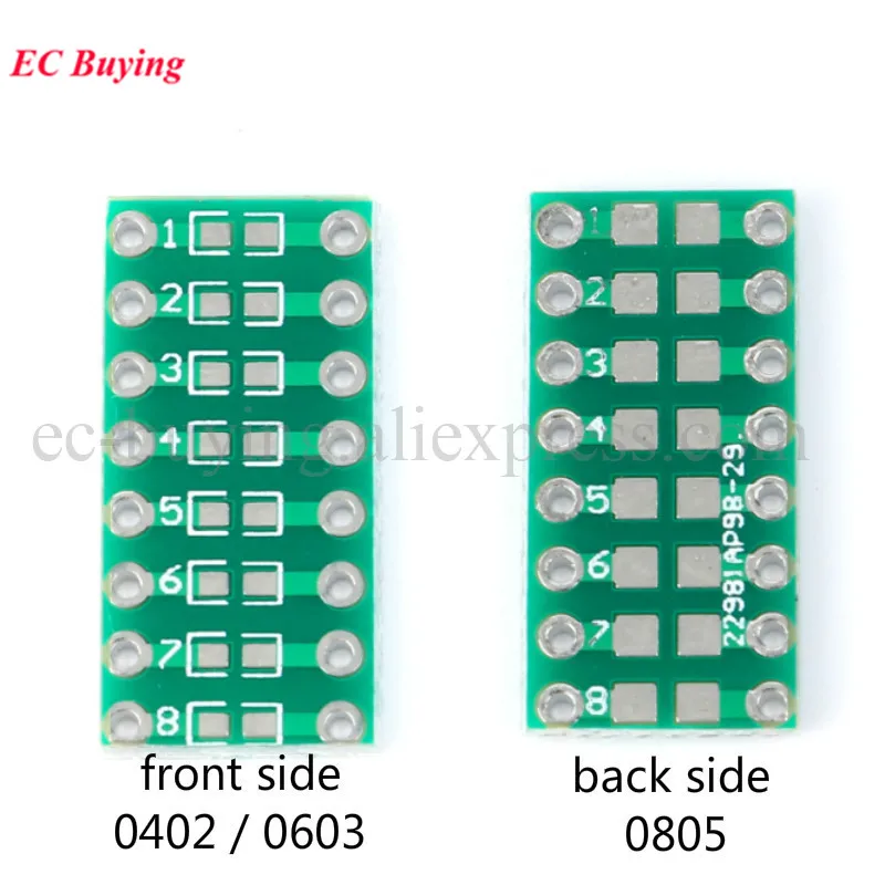 Convertitore Adattatore Dip Smt 20/1Pcs 0805 0603 0402 Resistore Condensatore Led Pinboard Fr4 Pcb Board 2.54Mm Passo Smd Smt Girare A Dip