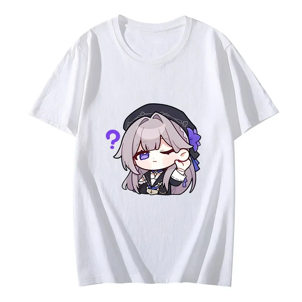 Honkai Star Rail Herta Print T-shirt Women Doubt Listen Anime Print Short Sleeve T Shirt Spring and Summer Cartoon Clothes Tops 2