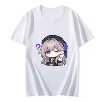 Honkai Star Rail Herta Print T-shirt Women Doubt Listen Anime Print Short Sleeve T Shirt Spring and Summer Cartoon Clothes Tops 2