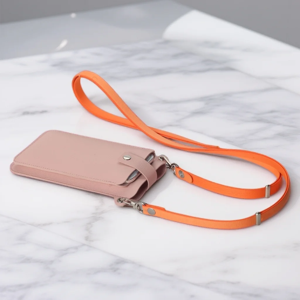 Stylish Magnetic Crossbody Neckband Phone Wallet Leather Case & Universal Lanyard