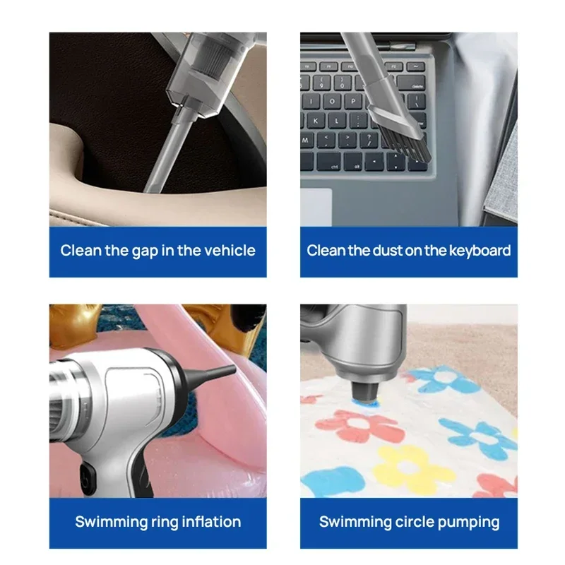 3 in 1 Handheld Auto Vacuum Home & Car Dual Use 120W 9000Pa Car Wireless Vacuum Cleaner Mini Cleaning Machine Accessories
