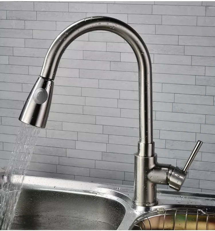

Multifunctional kitchen hot and cold water sink faucet 304 stainless steel pull-out faucet wash basin universal telescopic